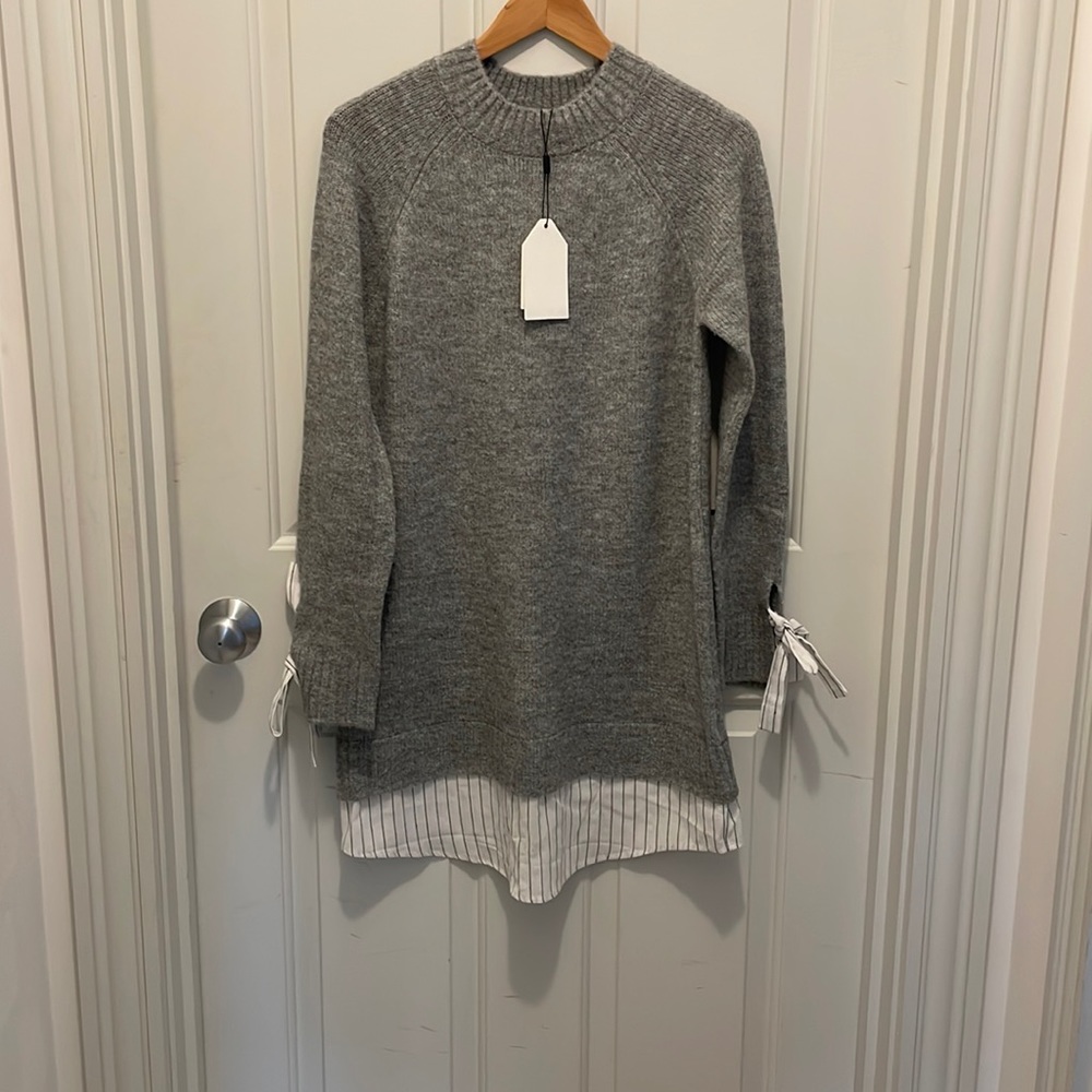 English Factory Mixed Media Sweater Dress Gray - Medium